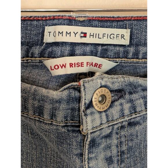 Vintage Tommy Hilfiger Y2K Low Rise Flare Jeans Size 12 Long Medium Wash - Picture 2 of 9
